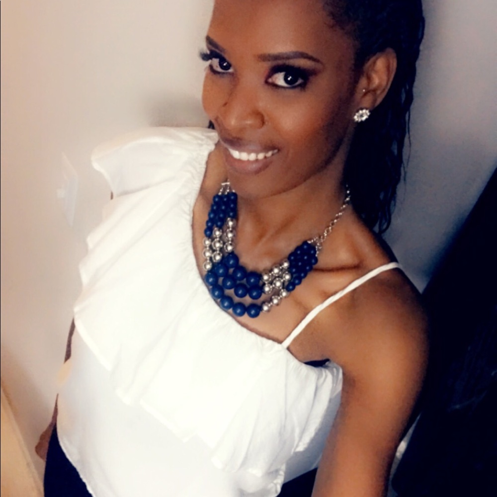 White off the shoulder ruffle top